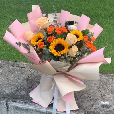 Champagne Orange Sunflower Bouquet