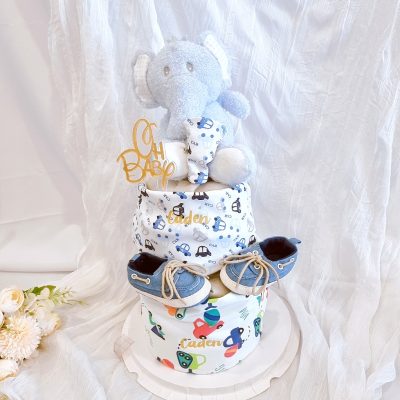 Pink Aiko Elephant Customised Diaper Cake