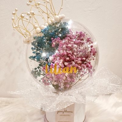 Customised Acrylic Pink & Blue Baby Breath With Fairy Lights and Crown