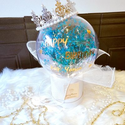 Customised Acrylic Blue Baby Breath With Fairy Lights and Crown