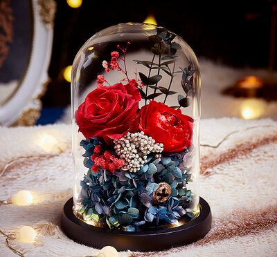Luxury Red Preserved Flower Dome