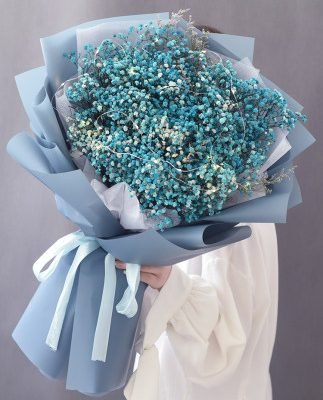 Blue Starlight Preserved Baby Breath Bouquet