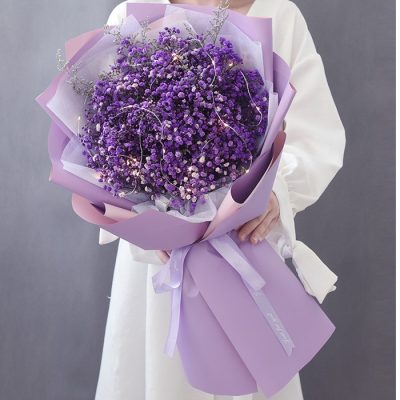 Purple Starlight Preserved Baby Breath bouquet