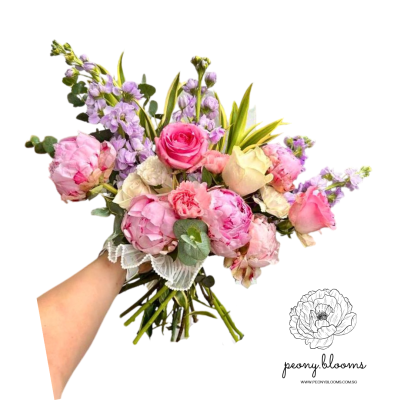 Pastel Peony Bridal Hand Bouquet