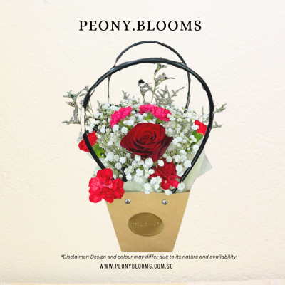 Single Fresh Single Red Rose Bucket