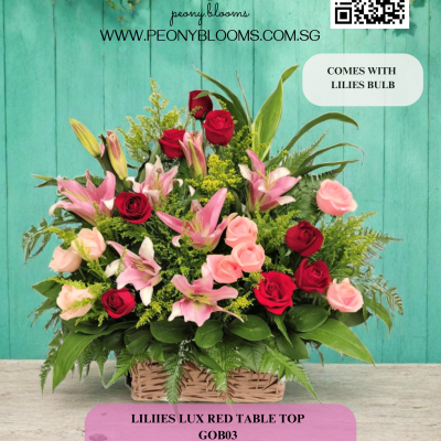Lilies Lux Red Table Top (GOB03)
