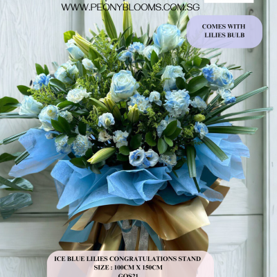 Ice Blue Lilies Congratulations Stand GOS21
