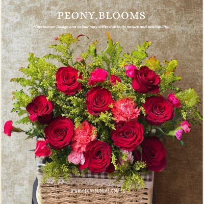 Red Rose Blossom Basket (GOB01)