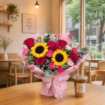 Valeria Sunflower with Red Roses Bouquet (VDAY)
