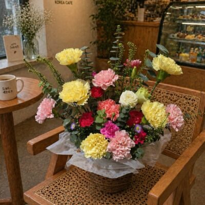 Spring Carnations Basket FFBQ121