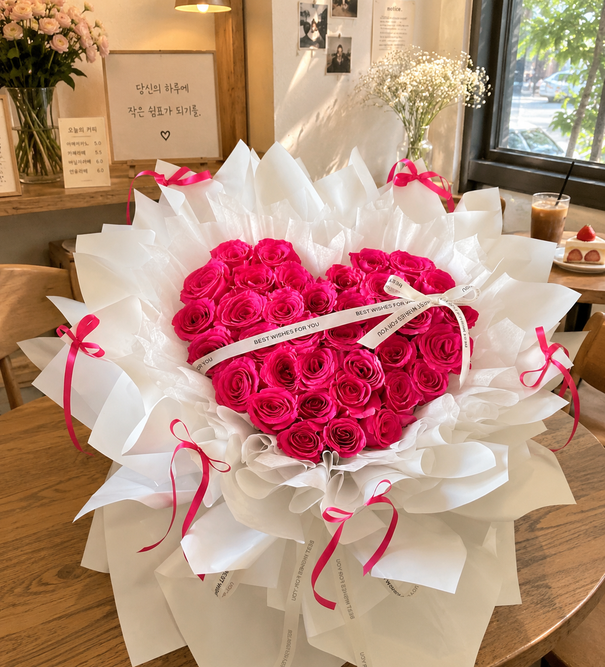 33 Heart Shape Pink Roses Bouquet FFBQ128R
