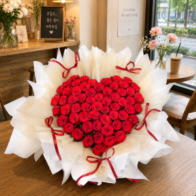 33 Heart Shape Red Roses Bouquet FFBQ127R