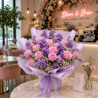 Lilac Roses Beau Bouquet FFBQ115