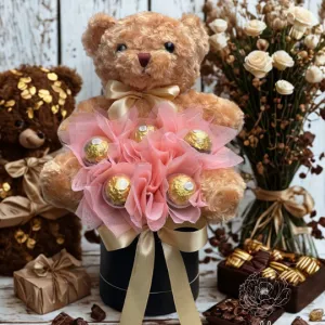 TEDDY BEAR WITH FERREO CHOCOLATE (HALAL )