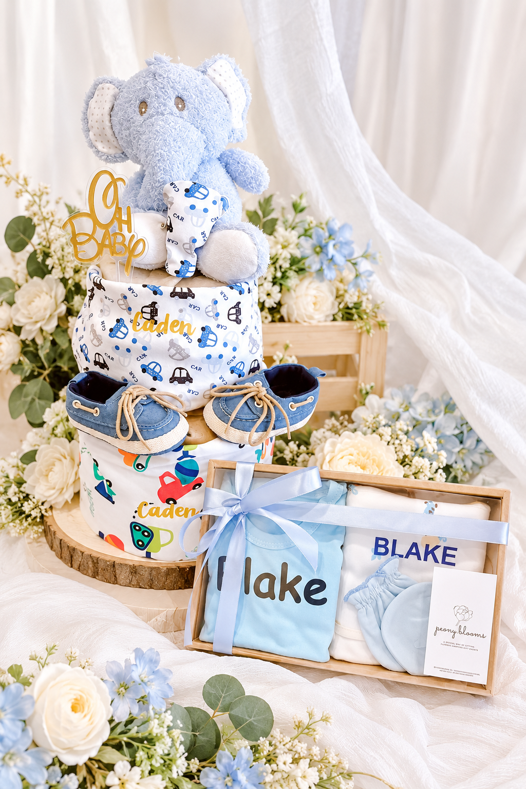 Baby hampers and newborn gift sets by Peonyblooms Singapore